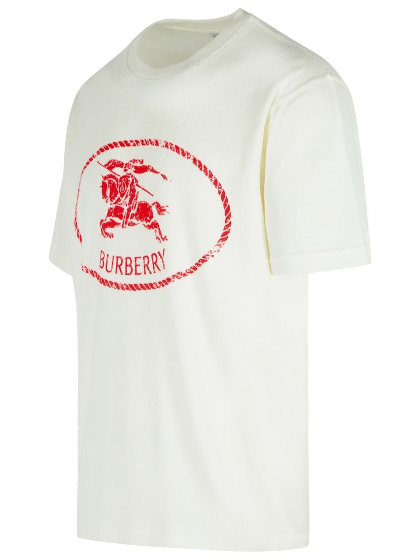 Burberry White Cotton Blend T-Shirt