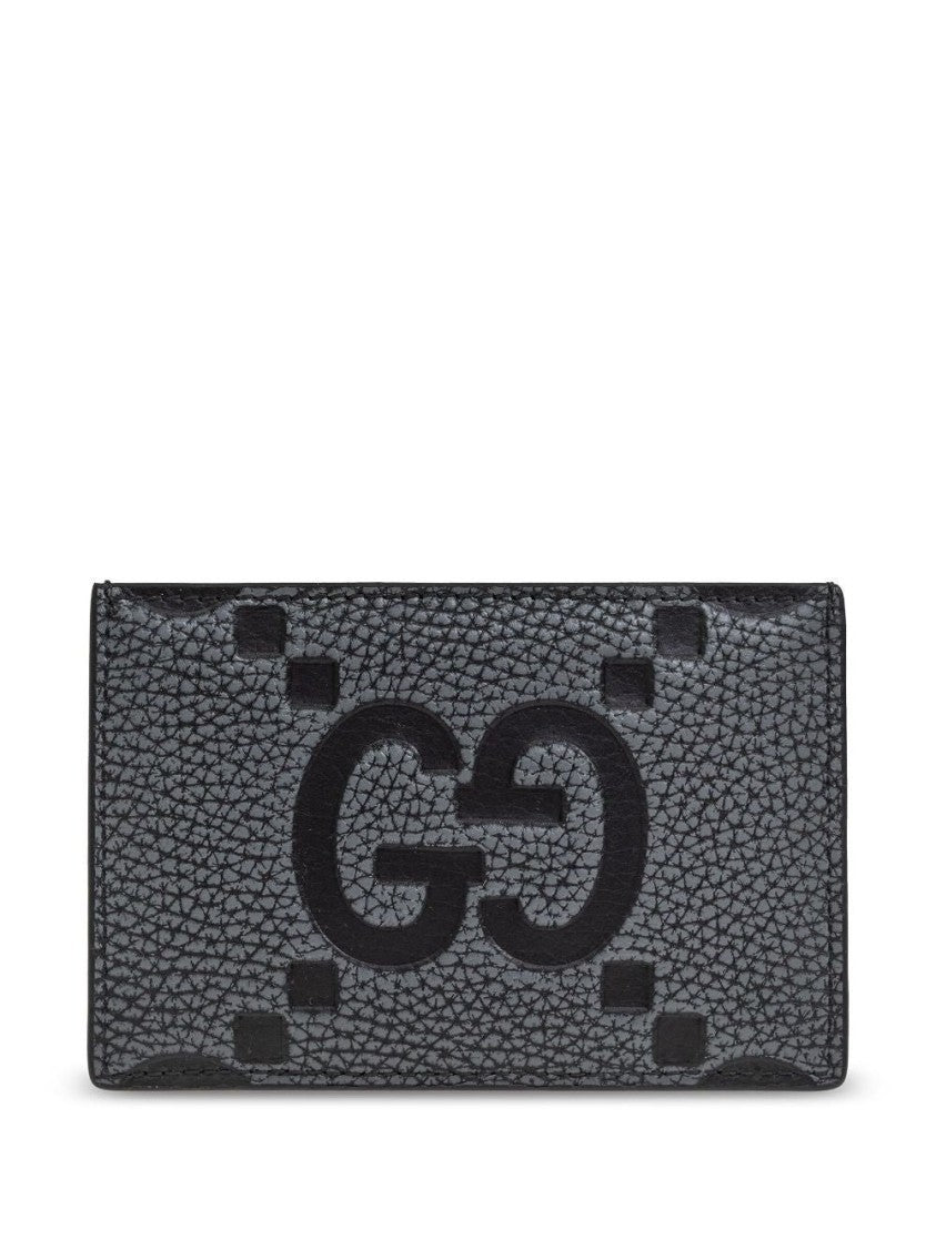 Gucci Textured Leather Card Wallet With Embossed Double-G Logo