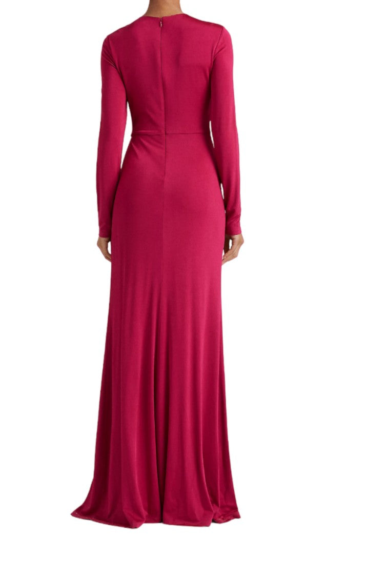 Lauren Ralph Lauren Floor-Length Red Dress With Cutout Waist