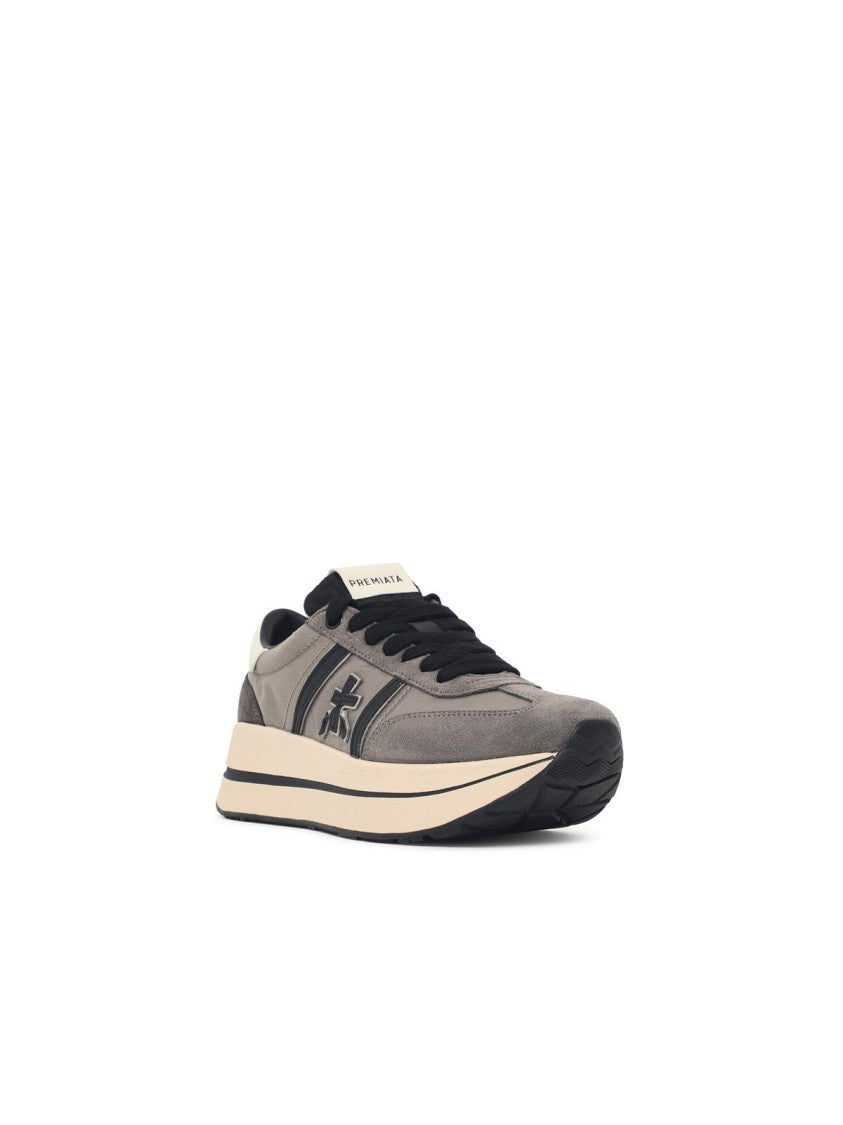 Premiata Fabric Blend Low-Top Sneakers With Smooth Leather Logo