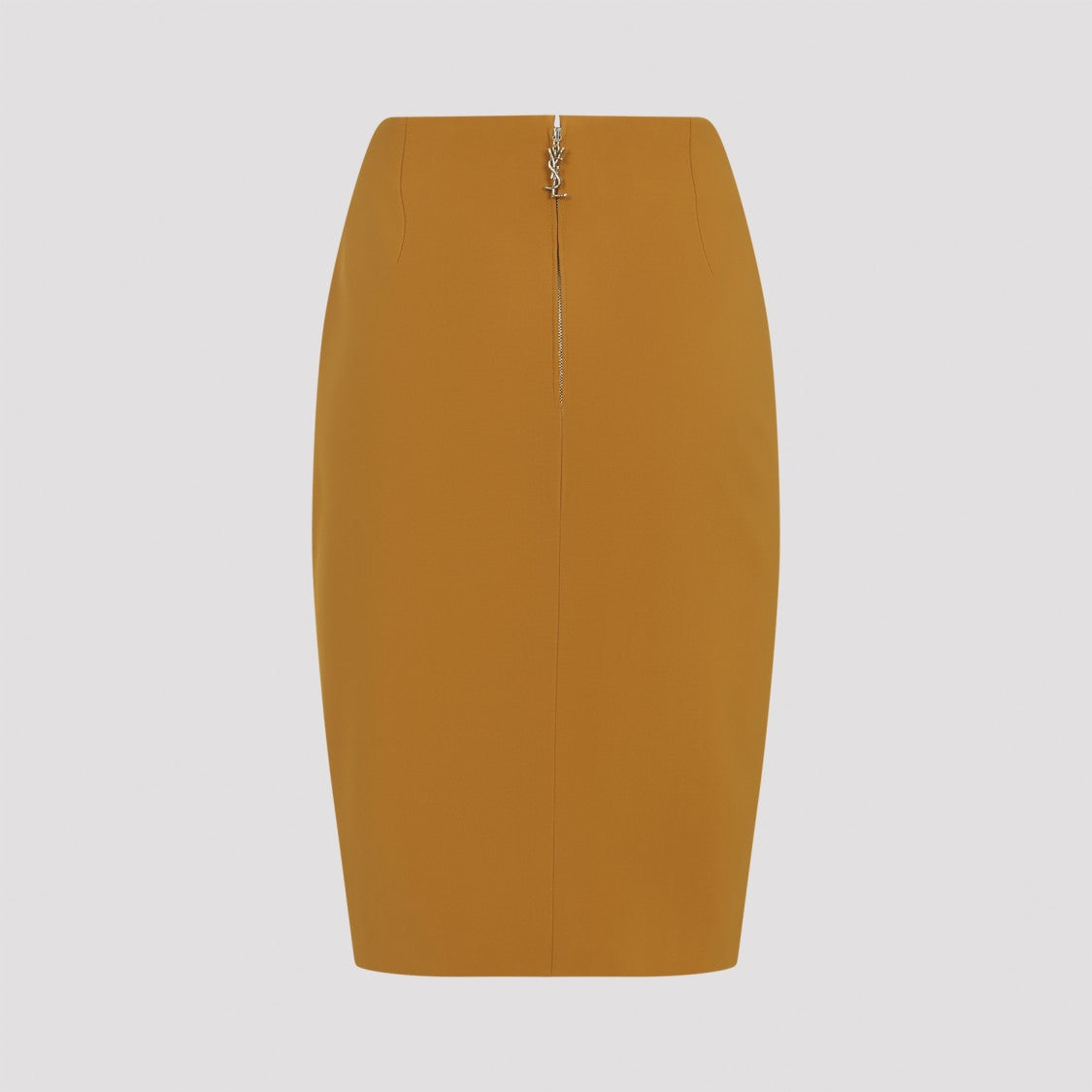 Saint Laurent High-Waisted Fitted Midi Skirt With Metallic Logo Detail