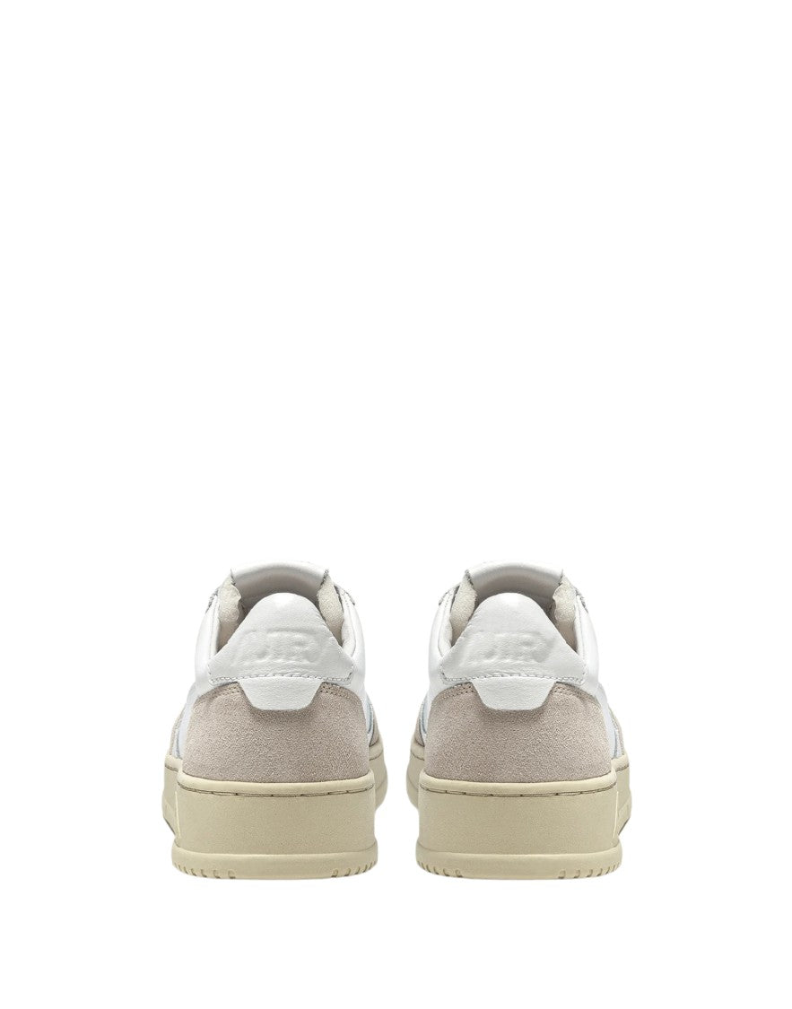 Autry Autry Medalist Low White Leather And Beige Suede Sneakers
