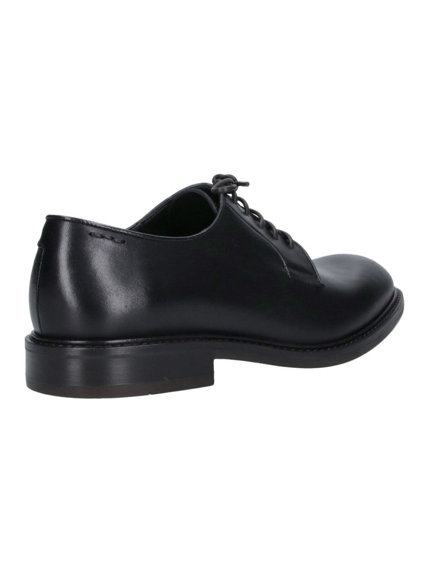 Alexander Hotto Black Rounded-Toe Leather Derby Shoes