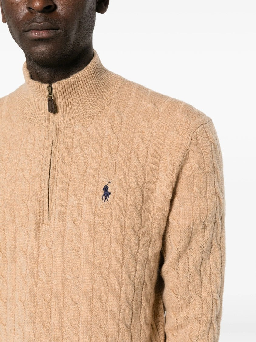Polo Ralph Lauren Cable Knit Pullover With Half-Zip Closure And Mock Neck