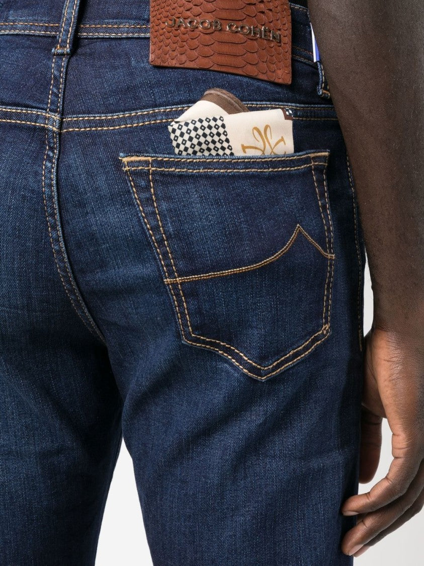 Jacob Cohen Embroidered-Logo Straight-Leg Jeans