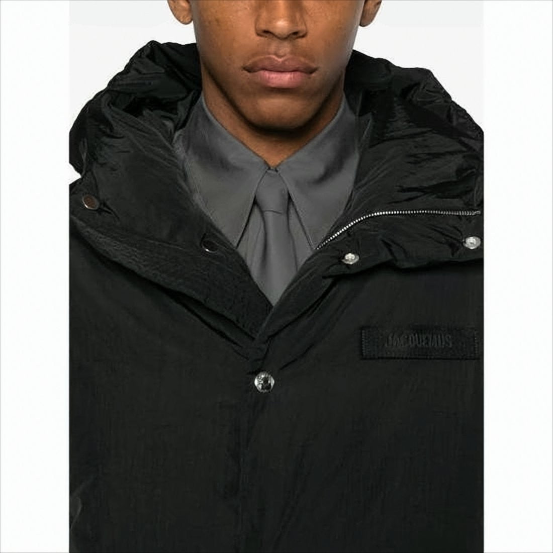 Jacquemus Boxy Black Padded Jacket With High Collar