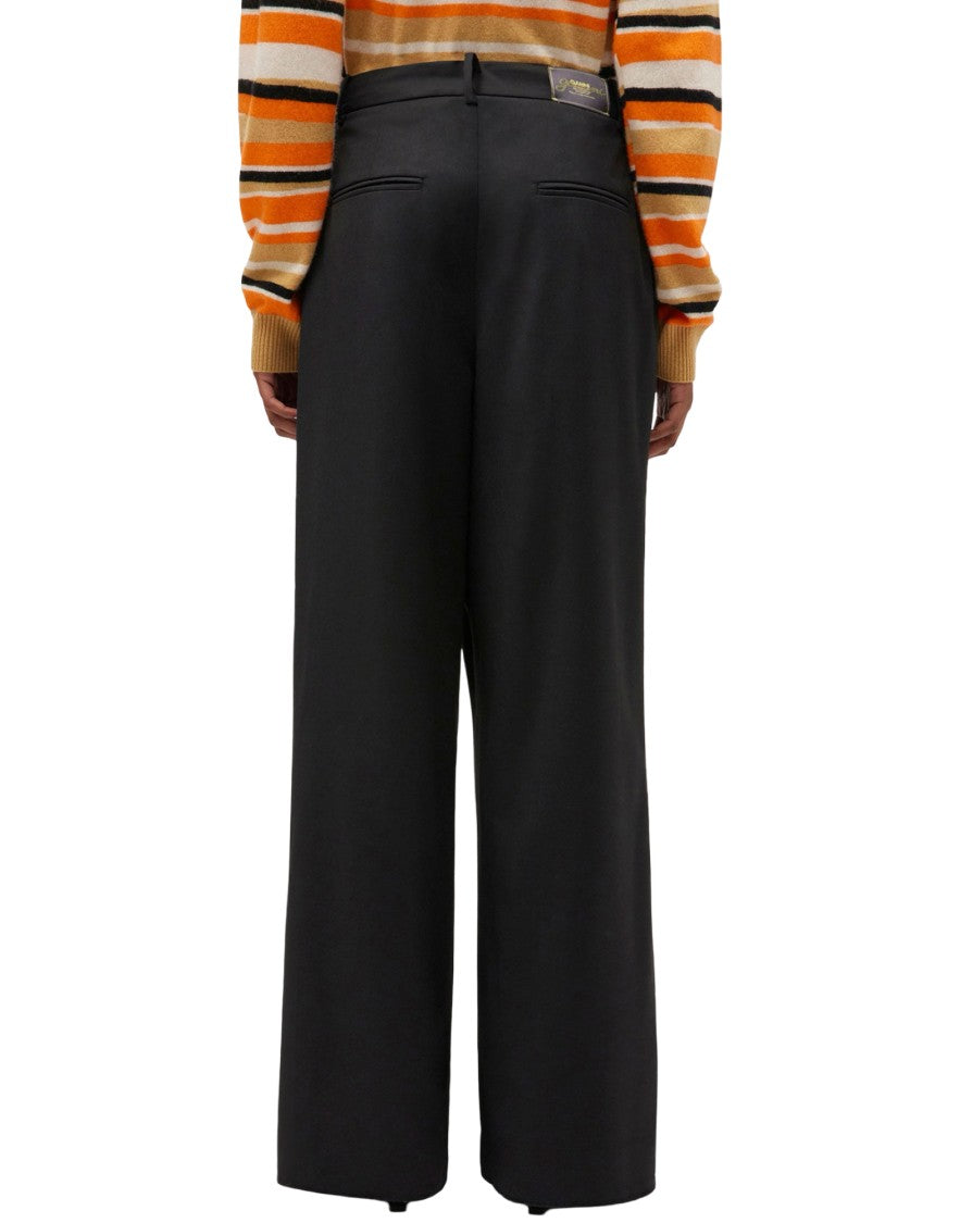 Ganni Calendered Wool Mid Waist Pants