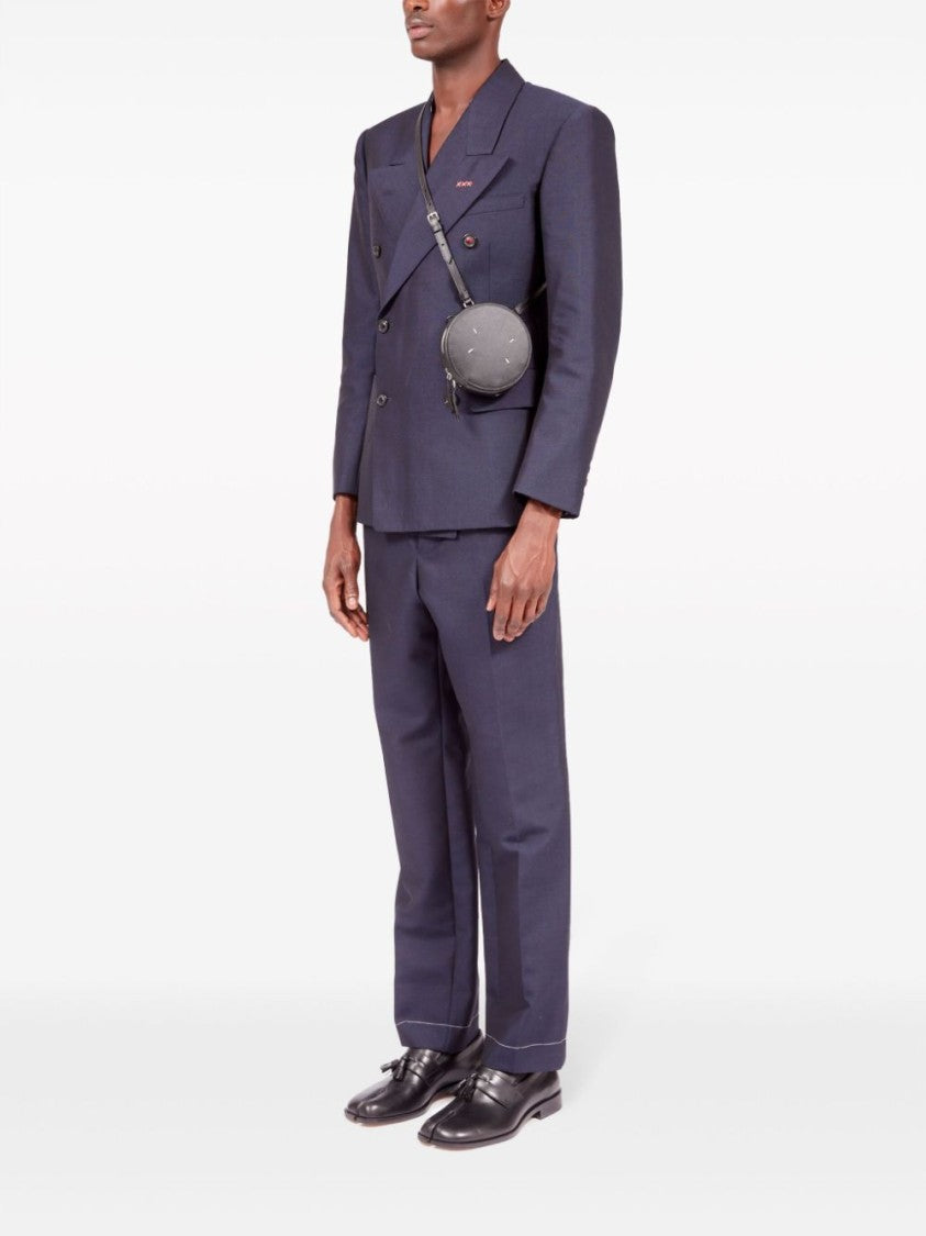 Maison Margiela Textured Black Calf Leather Circular Bag