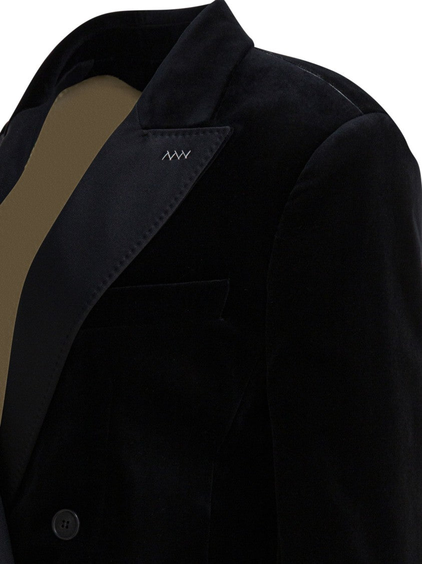Max Mara Slouchy Double-Breasted Black Velvet Blazer