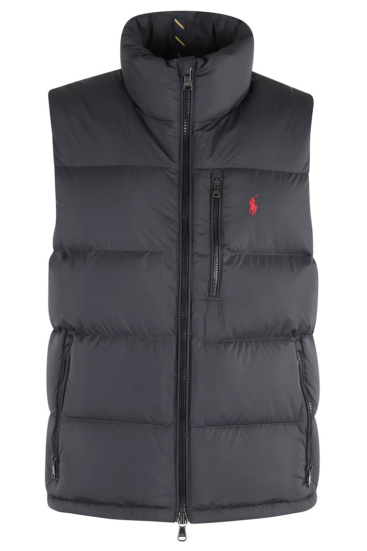 Polo Ralph Lauren Black Vest With High Collar And Double-Slider Zipper