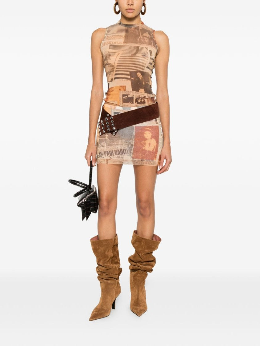Jean Paul Gaultier Collage-Print Silk And Nylon Sleeveless Top