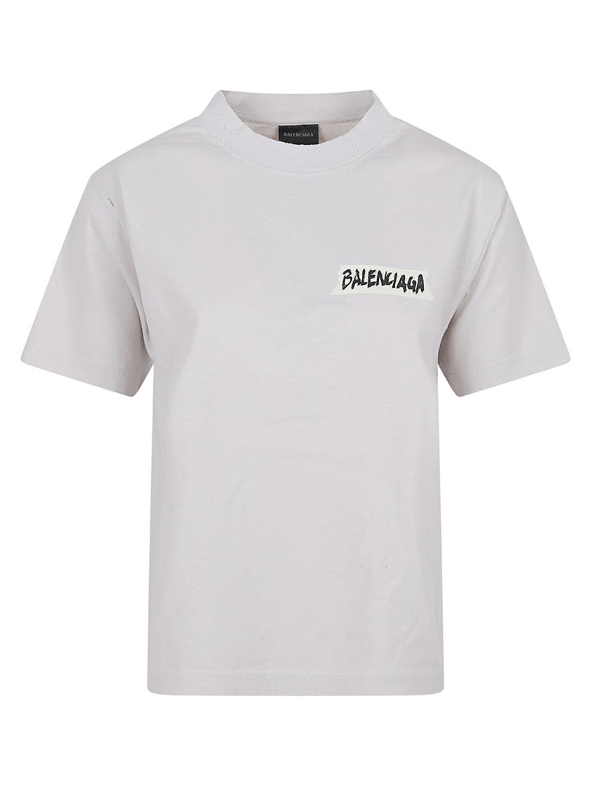Balenciaga Crew Neck T-Shirt With Handwritten Graphic Detail