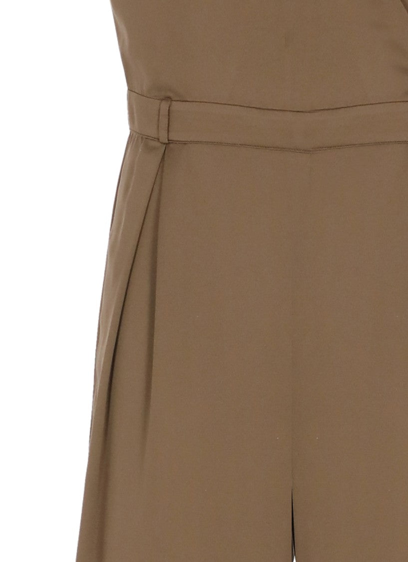 Kangra Brown Cashmere Jumpsuit With Tailored Fit And V-Neckline