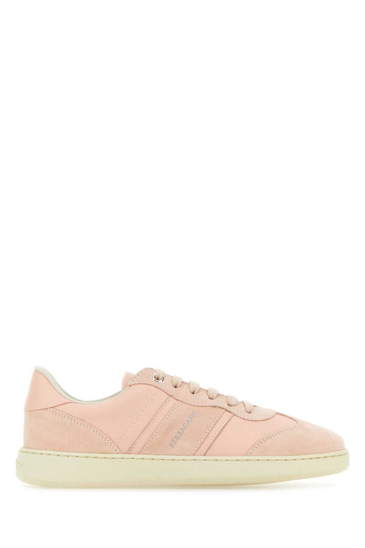Salvatore Ferragamo Pastel Pink Leather And Suede Achille Sneakers