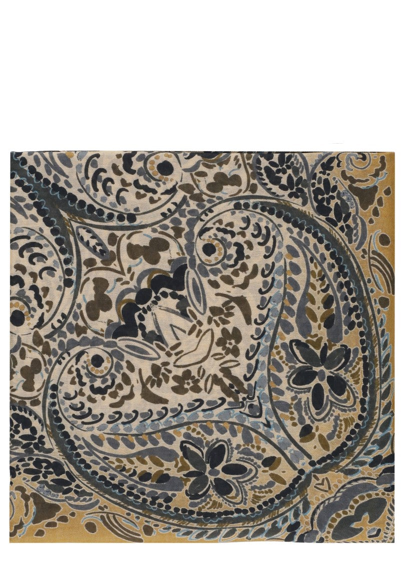 Etro Intricately Patterned Cashmere Blend Stole With Fringed Edges