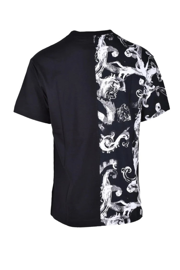 Versace Jeans Couture Black White Baroque Cotton T-Shirt