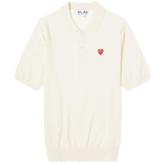Comme Des Garçons Classic Wool Polo Shirt With Subtle Collar And Heart Emblem