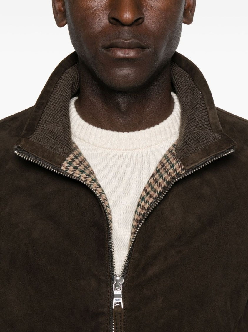 The Jack And Jackie Leathers Suede Leather Jacket With Stand Collar