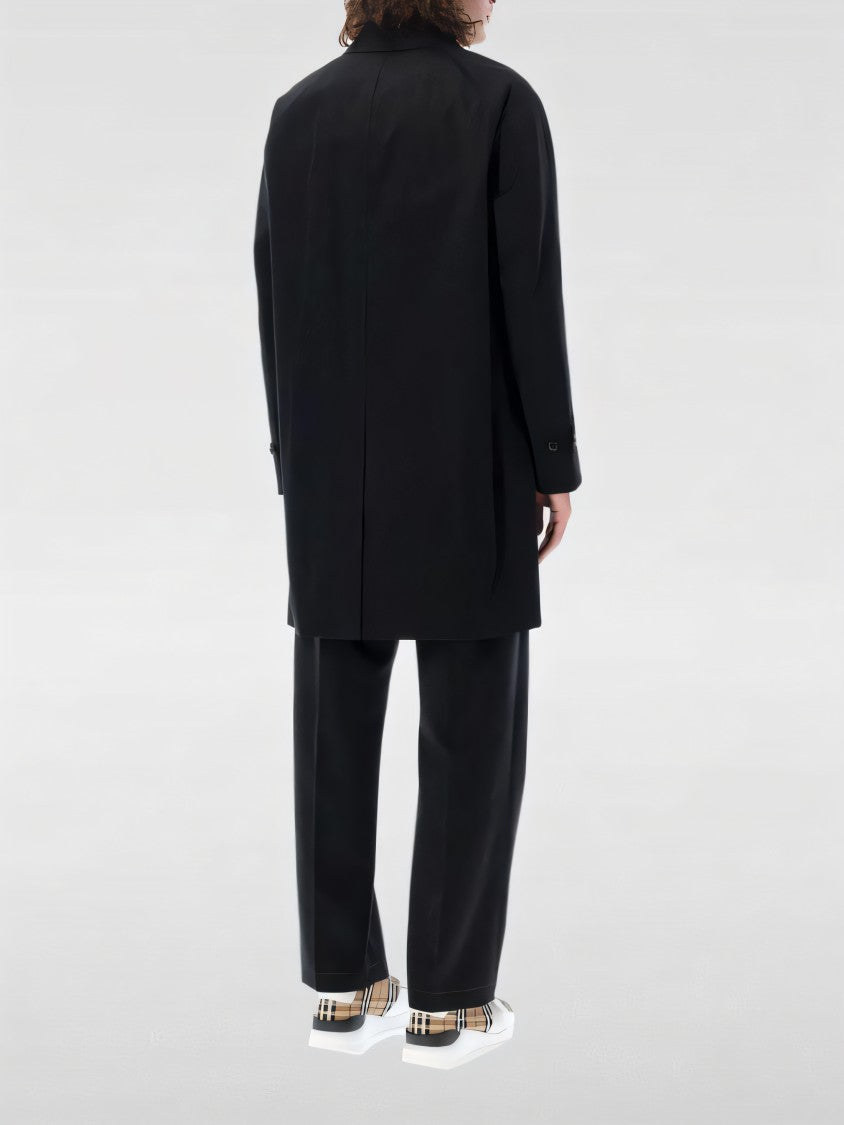 Burberry Black Cotton Coat With Classic Collar