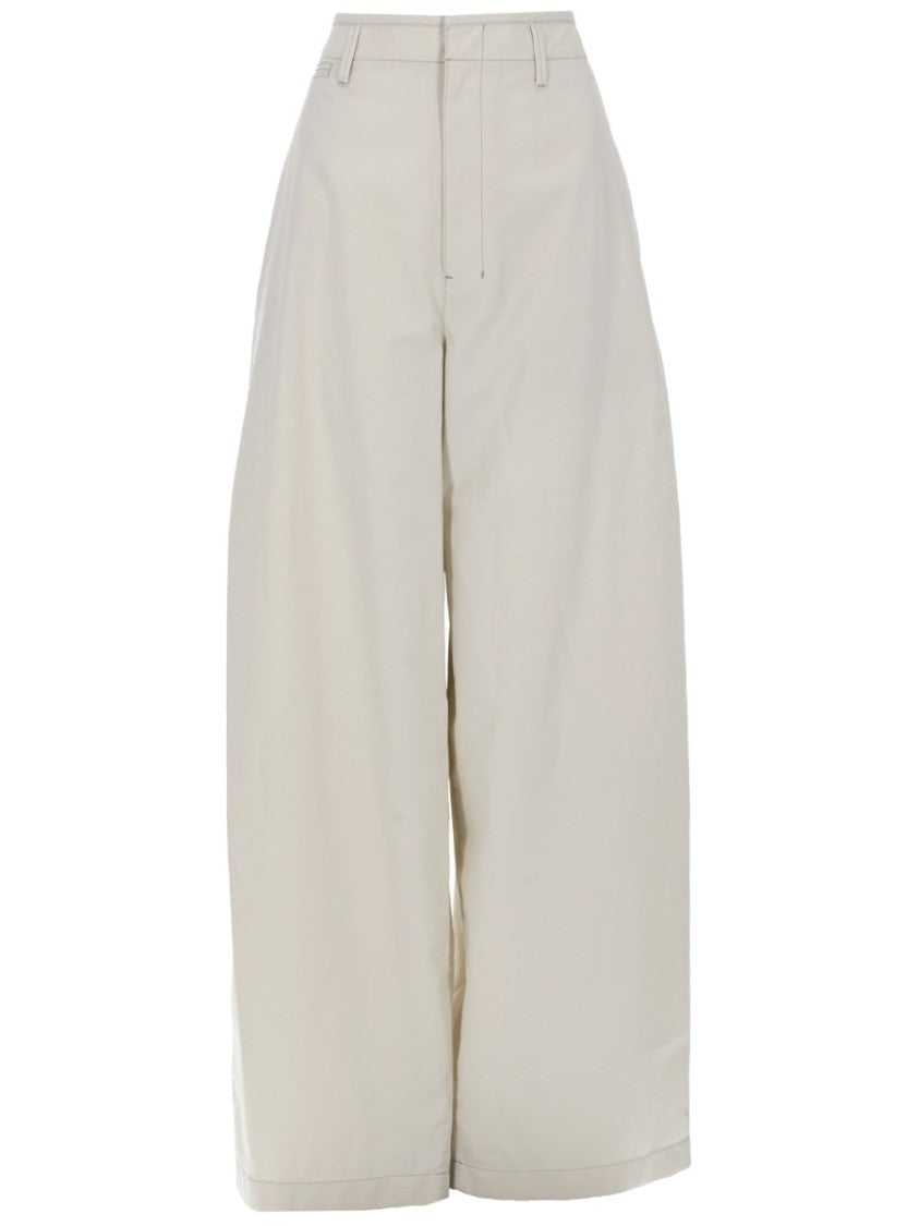 Lemaire Neutrals Wide-Leg Front Pleats Cotton Chinos