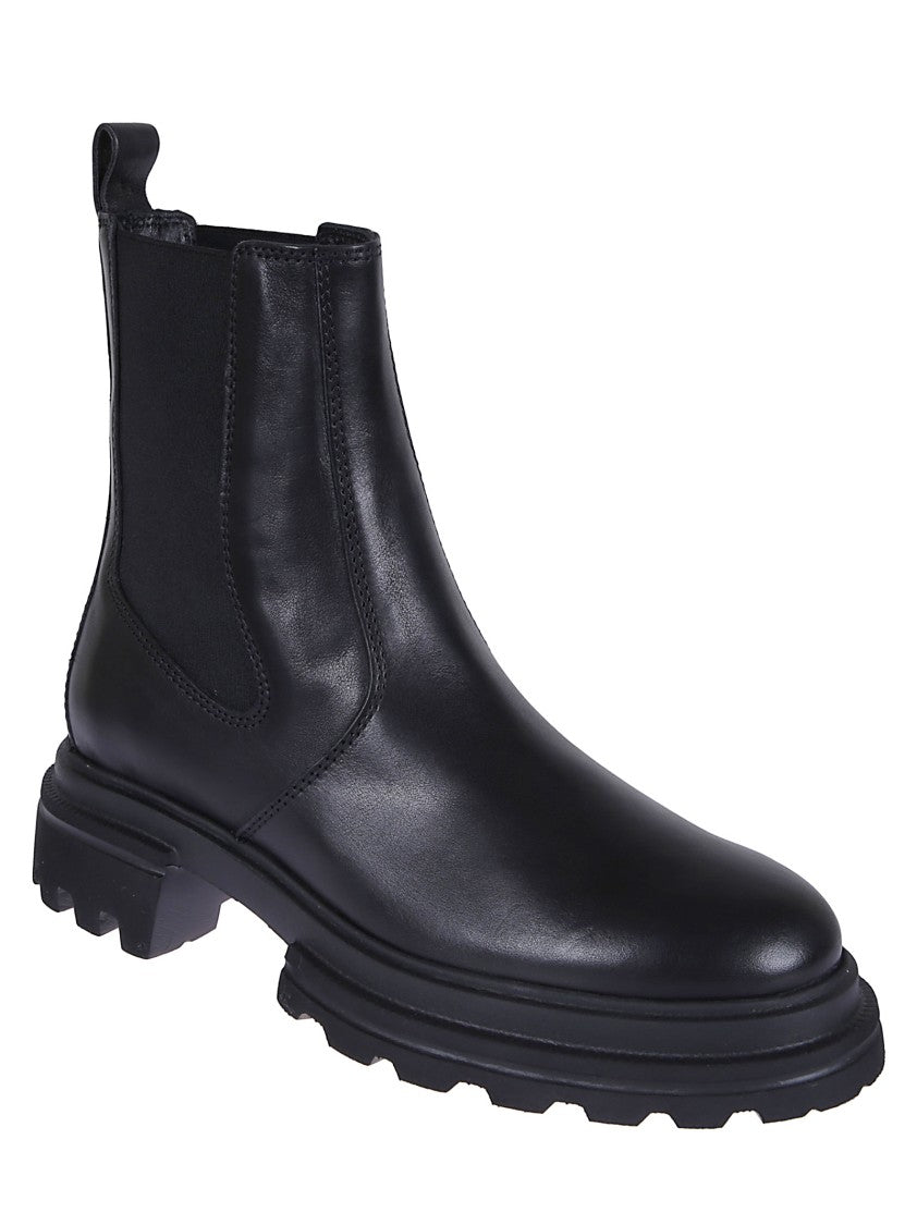 Hogan Black Leather Chelsea Boots With Elastic Panels