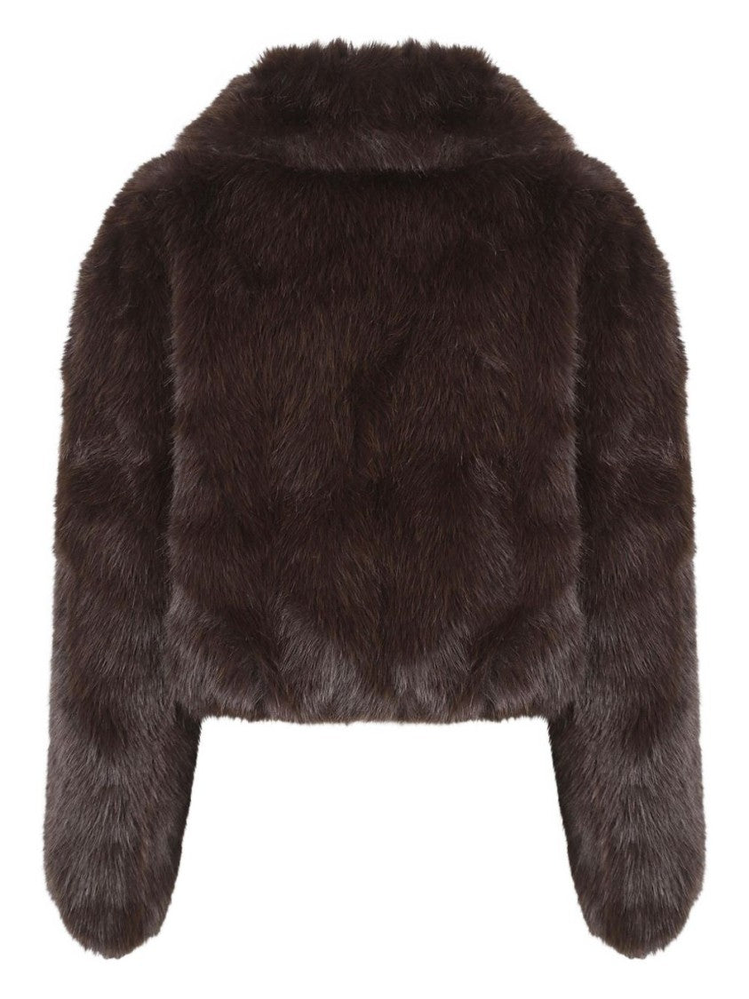 The Frankie Shop Cropped Rounded Collar Faux Fur Coat