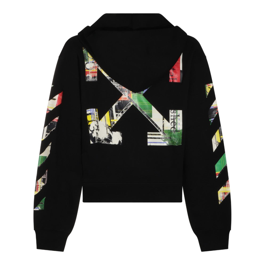 Off-White Black Cotton Arrows Printed Hoodie