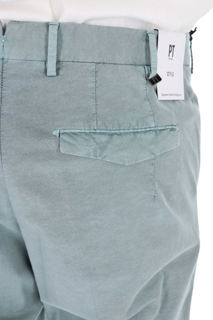 Pt Torino Master Fit Cotton-Linen Trousers
