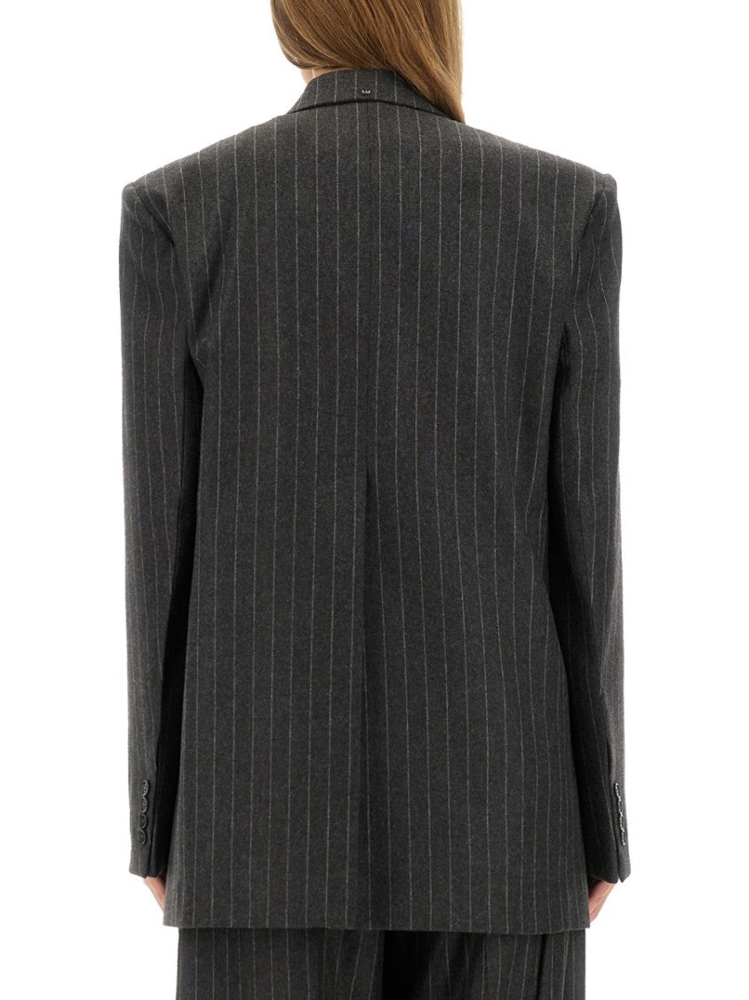 Sportmax Pinstripe Double-Breasted Jacket With Oversized Fit And Structured Silhouette