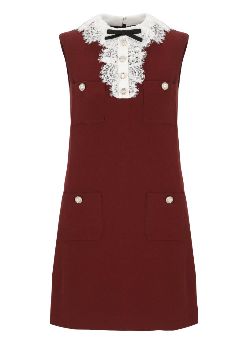 Self-Portrait Sleeveless Mini Dress With Lace Collar And Jewel Accents