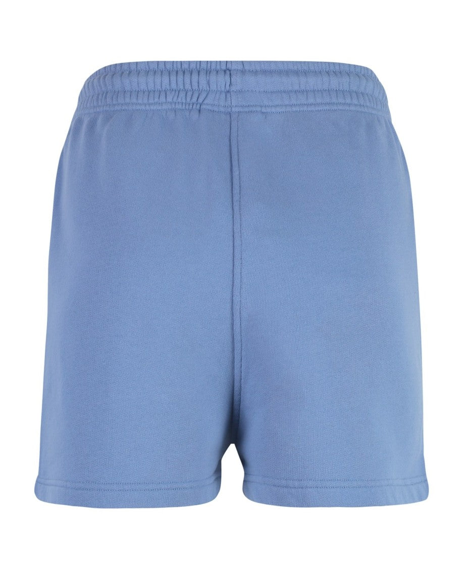 Maison Kitsuné Relaxed Fit Blue Cotton Shorts With Embroidered Logo
