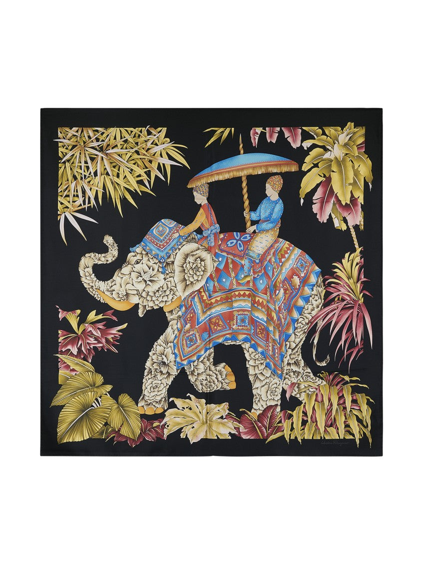 Ferragamo Silk Scarf With Elephant Design