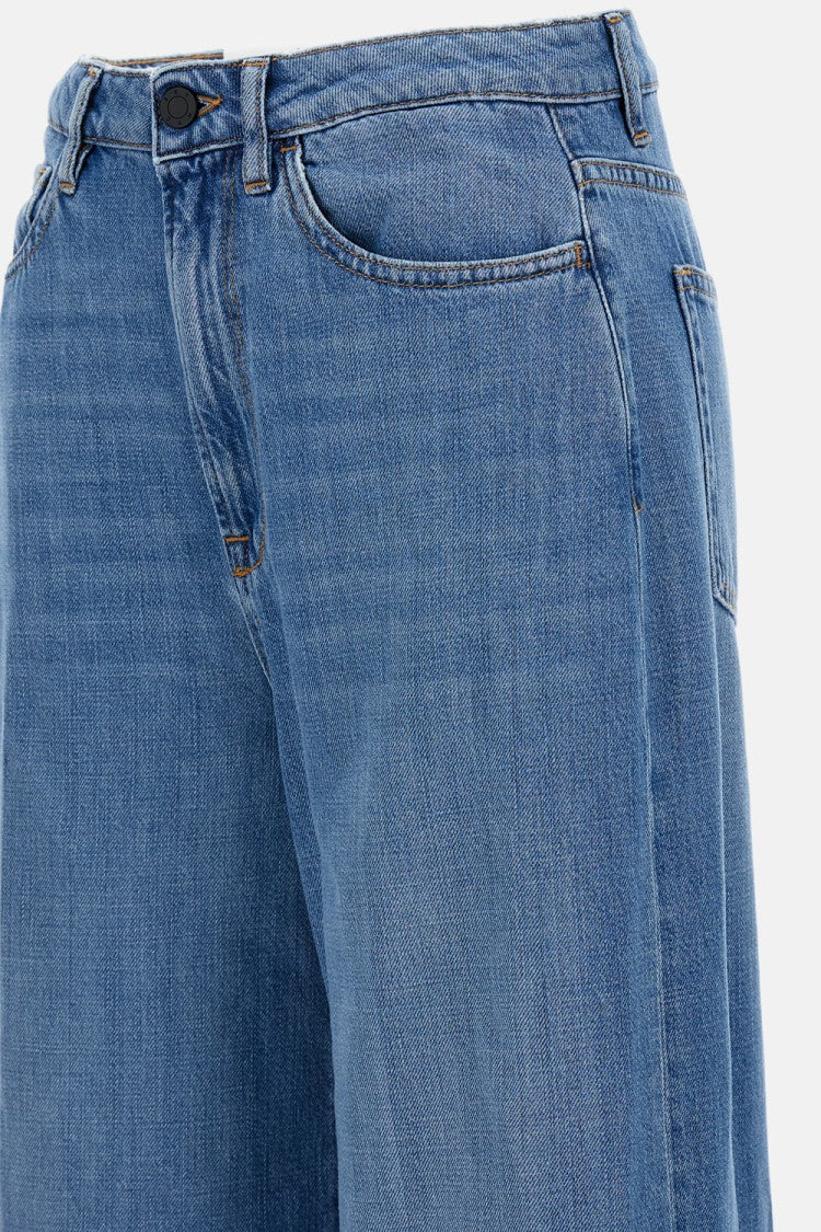 3X1 Light Blue Wide Leg 5-Pocket Jeans With Front Fastening