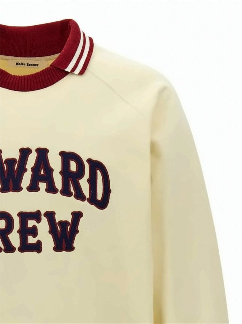 Wales Bonner Cream Long-Sleeve Sweatshirt With Collegiate Design