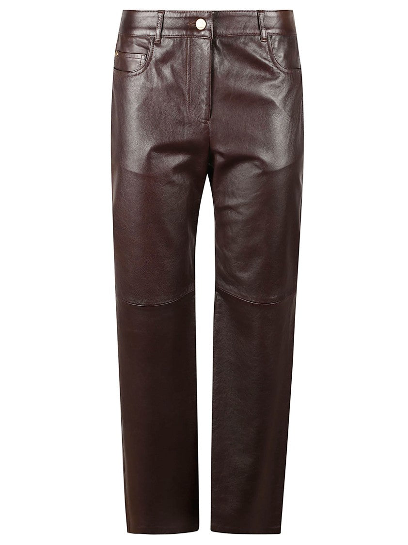 Max Mara Straight-Leg Leather Pants With Classic Five-Pocket Design