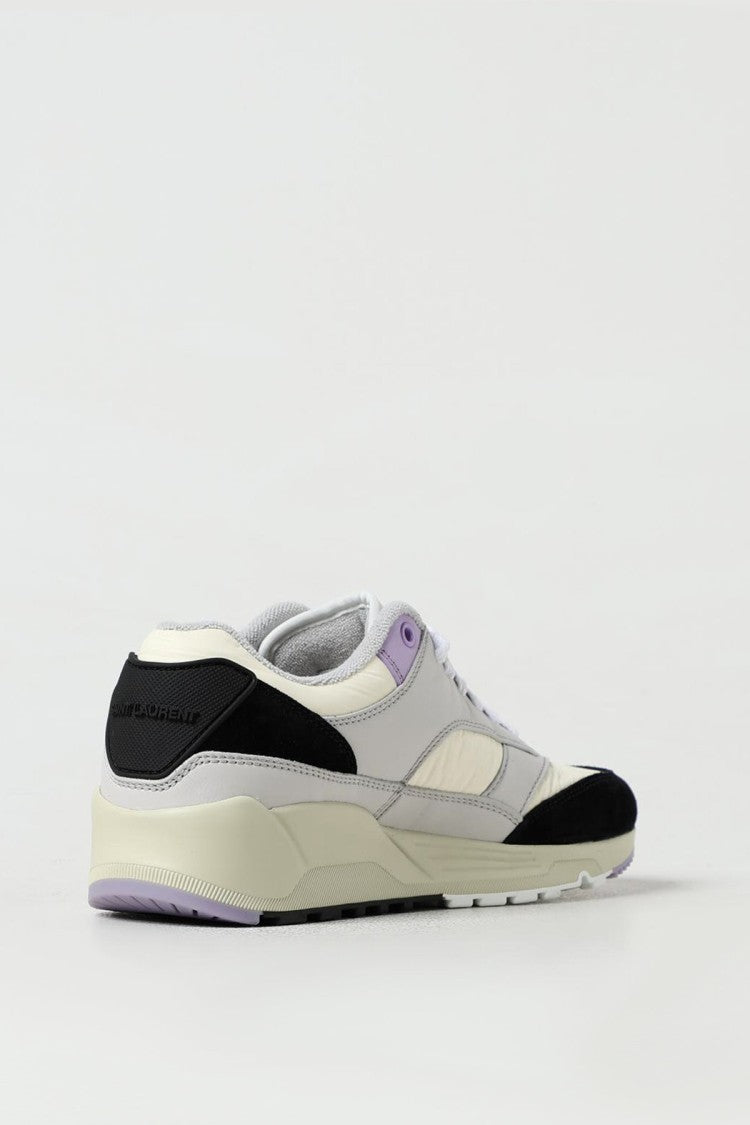 Saint Laurent Grey Multi-Tone Paneled Suede Low-Top Sneakers