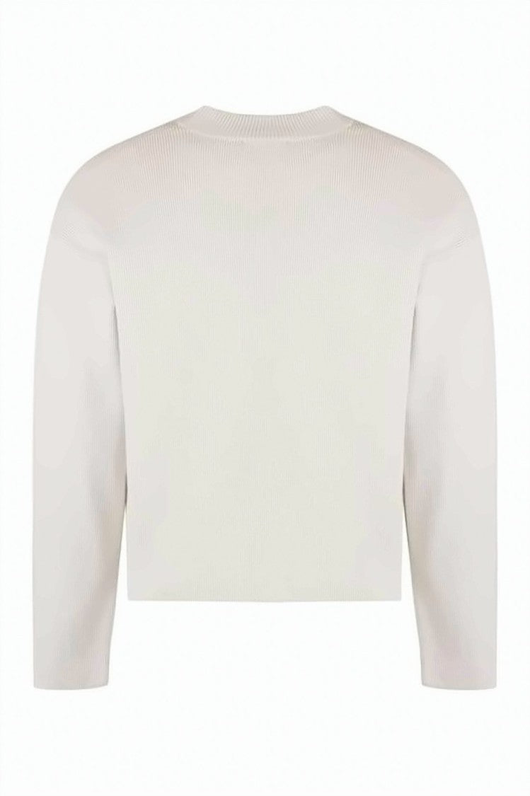 Ami Paris Cropped Knit Sweater With Ribbed Texture