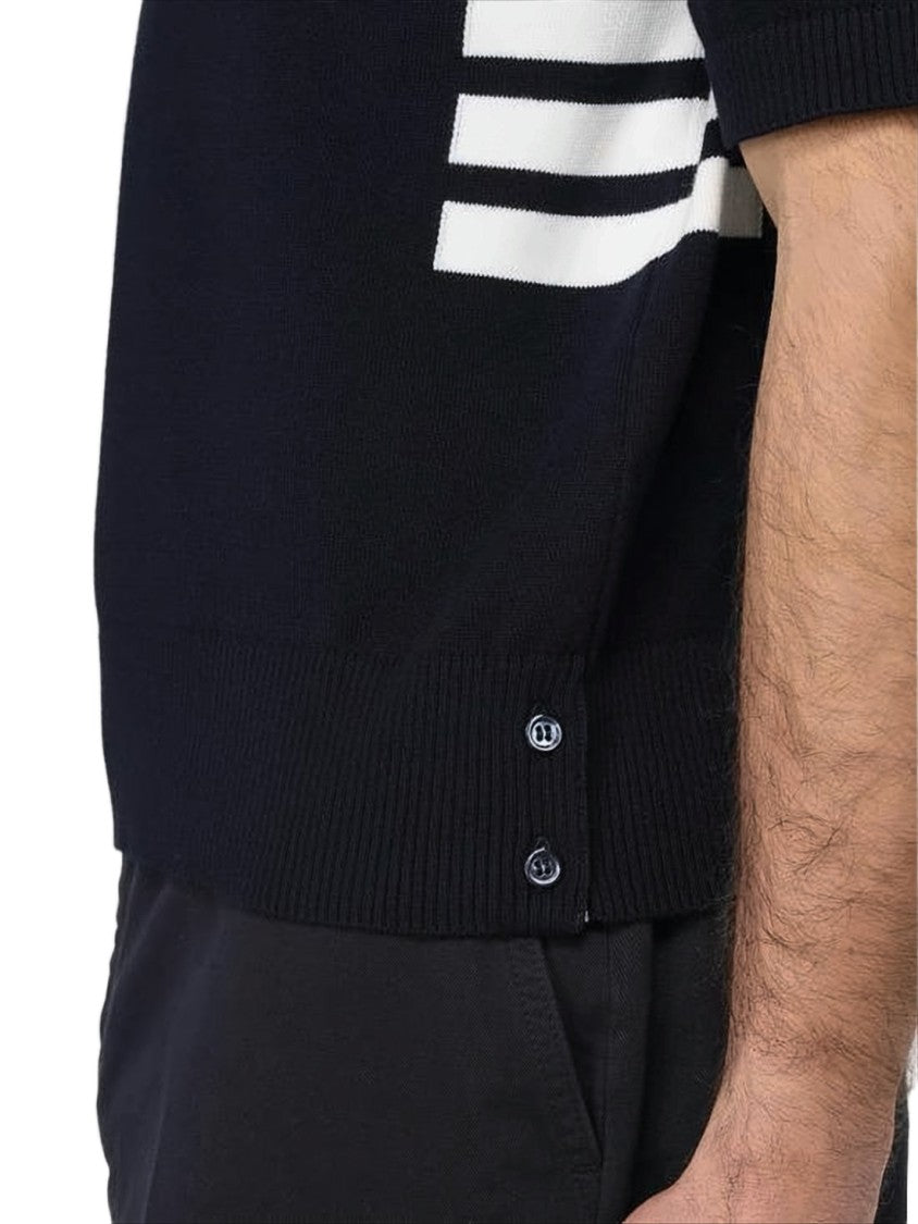 Thom Browne Short-Sleeved Polo Shirt With Contrasting Stripes