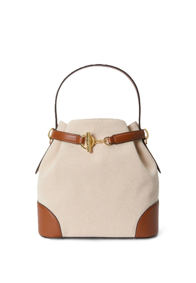 Lauren Ralph Lauren Structured Handbag With Textured Fabric And Leather Accents