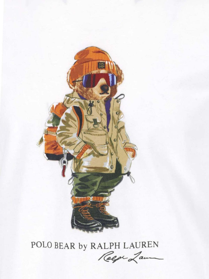 Polo Ralph Lauren White Polo Bear Ribbed Detail Cotton T-Shirt
