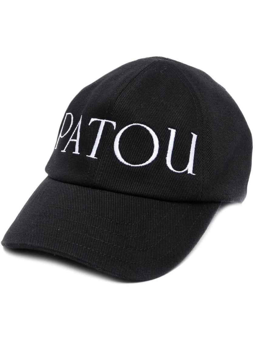 Patou Black Six-Panel Cap With Embroidered Logo