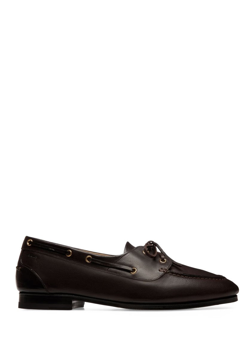 Bally Buffalo Leather Moccasin-Style Flat Shoes With Subtle Stitching