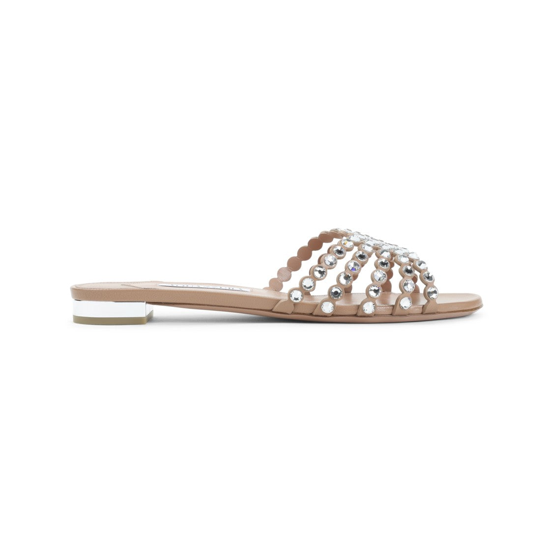 Aquazzura Flat Nappa Leather Sandals With Metallic Studs