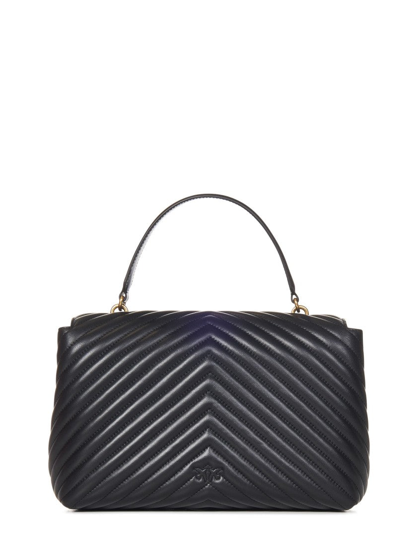 Pinko Big Black Chevron-Quilted Nappa Top Handle Bag