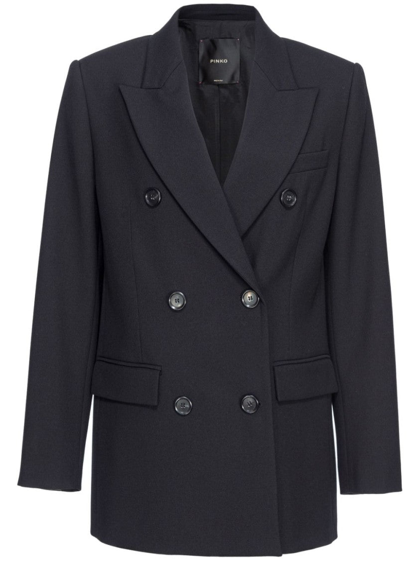 Pinko Double-Breasted Twill Blazer With Tailored Silhouette