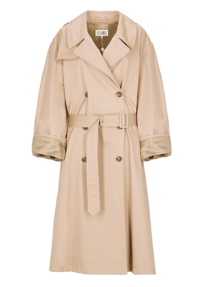 Mm6 By Maison Margiela Double Breasted Cotton Raincoat