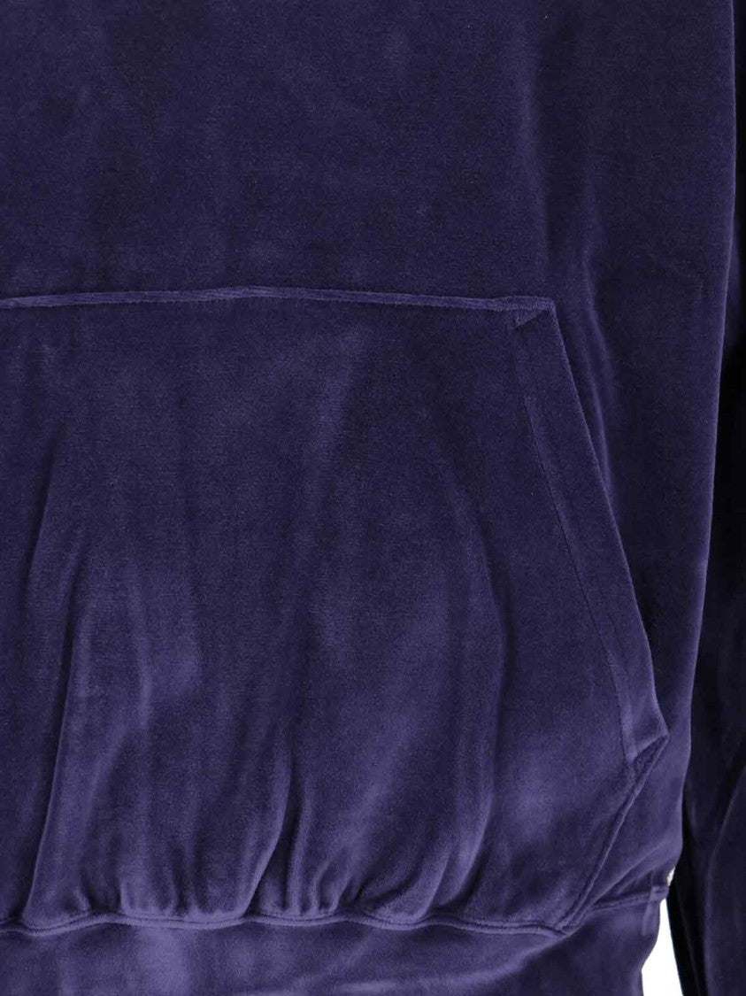 Needles Logo Hoodie, Purple Cotton Blend, Drawstring Hood