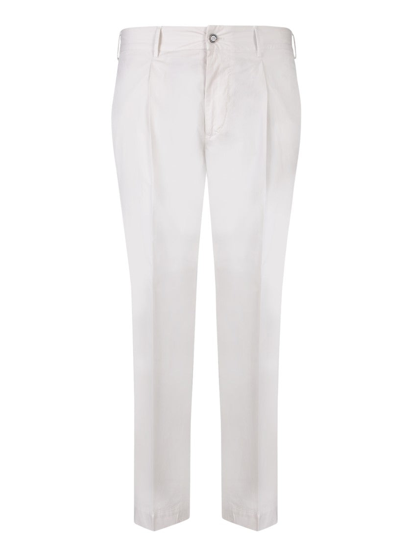 Dell'oglio Cream-Colored Cotton Poplin Trousers