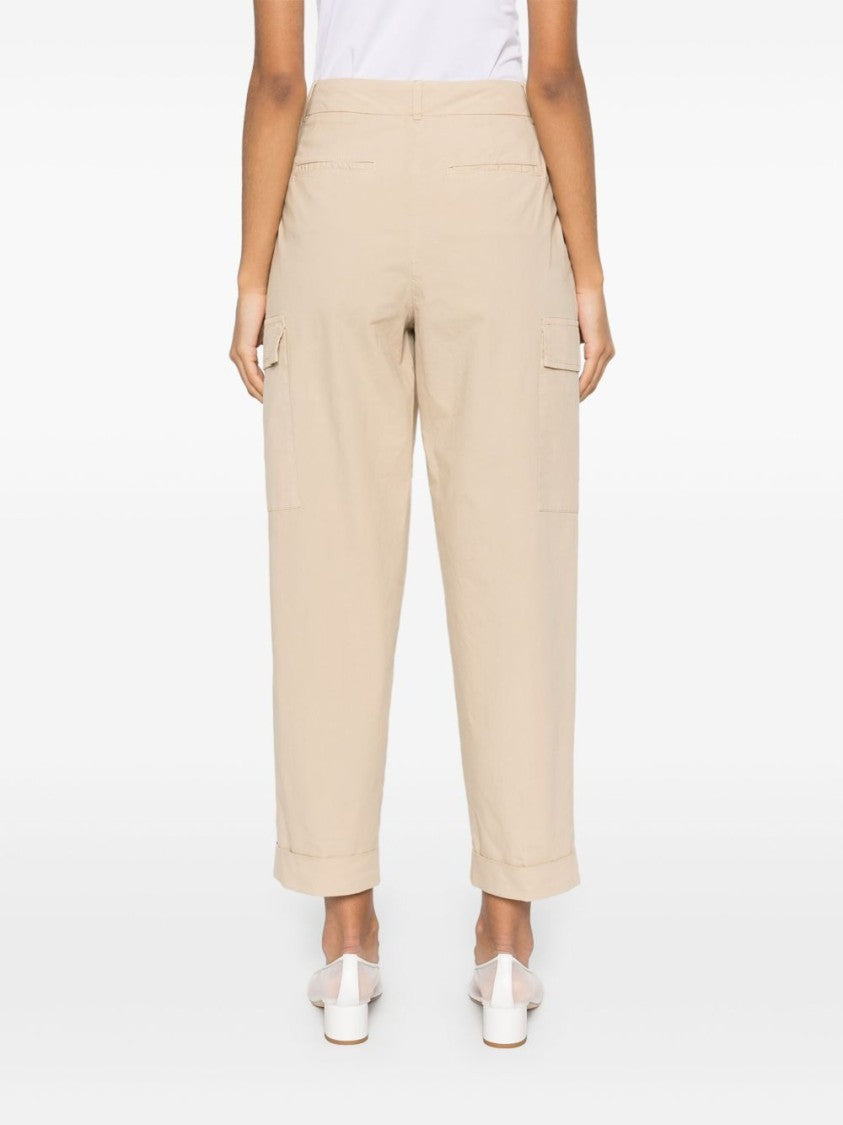 Peserico Relaxed Fit Beige Trousers With Cuffed Hem