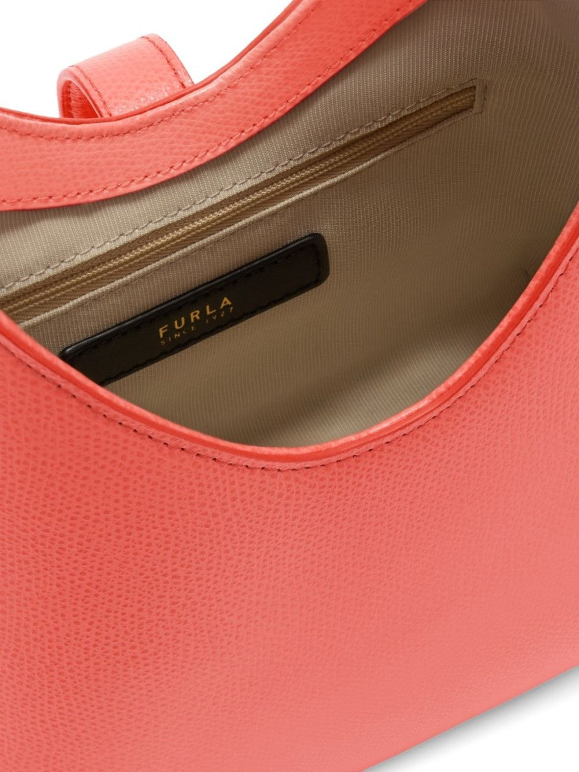 Furla Pebbled Pink Handbag With Glossy Clasp